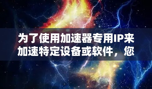 为了使用加速器专用IP来加速特定设备或软件,您可以按照以下步骤进行操作 为了使用加速器专用IP来加速特定设备或软件,您可以按照以下步骤进行操作